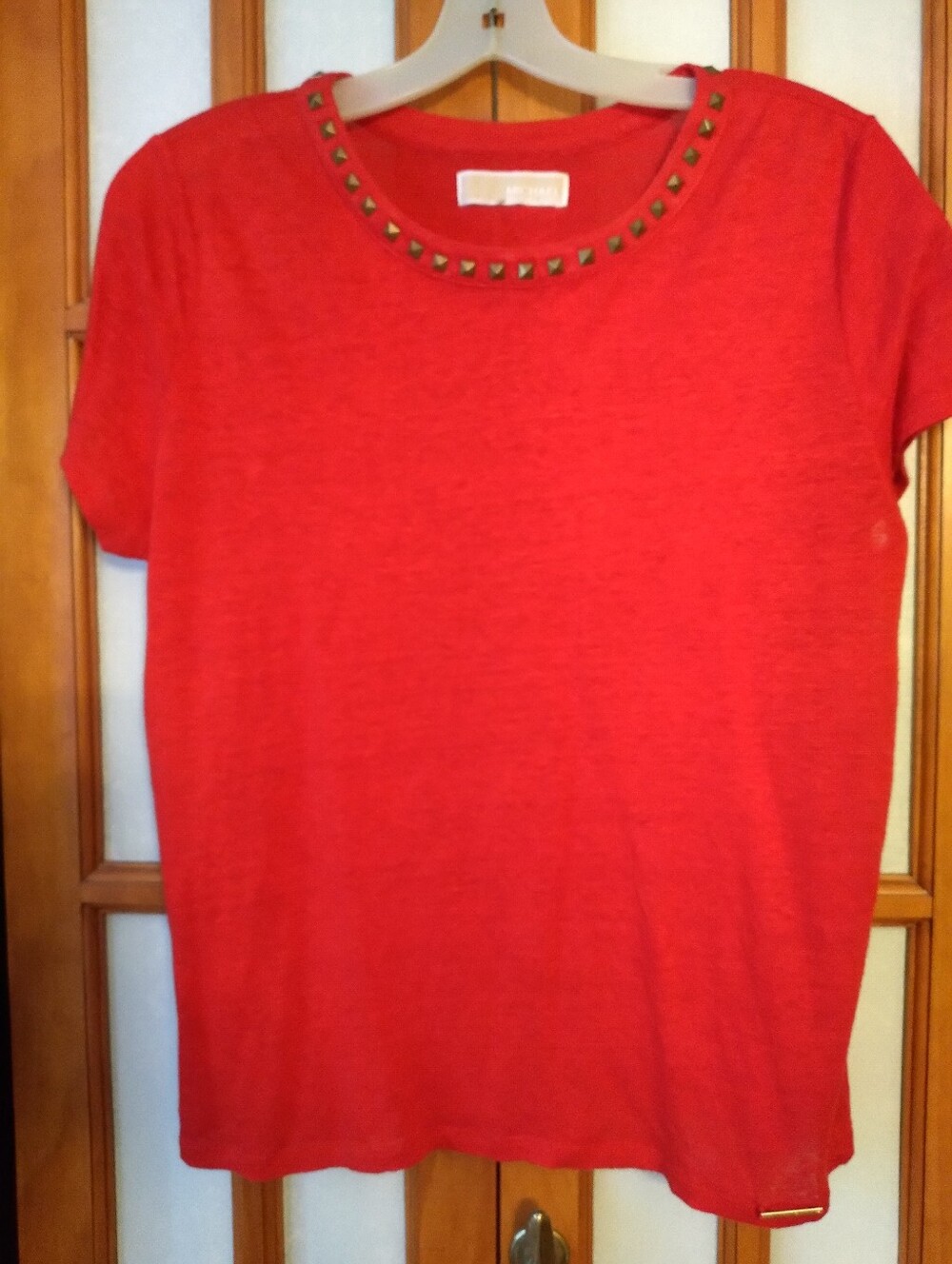 Women's Vintage Red With Studs Top By Michael Kors Sz M